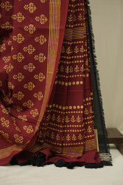 Maroon HBP Cotton Saree - SRMCS3548