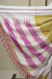 Light Khaki Cotton IIkal Saree With Gayatri Border - SRLKCIS898