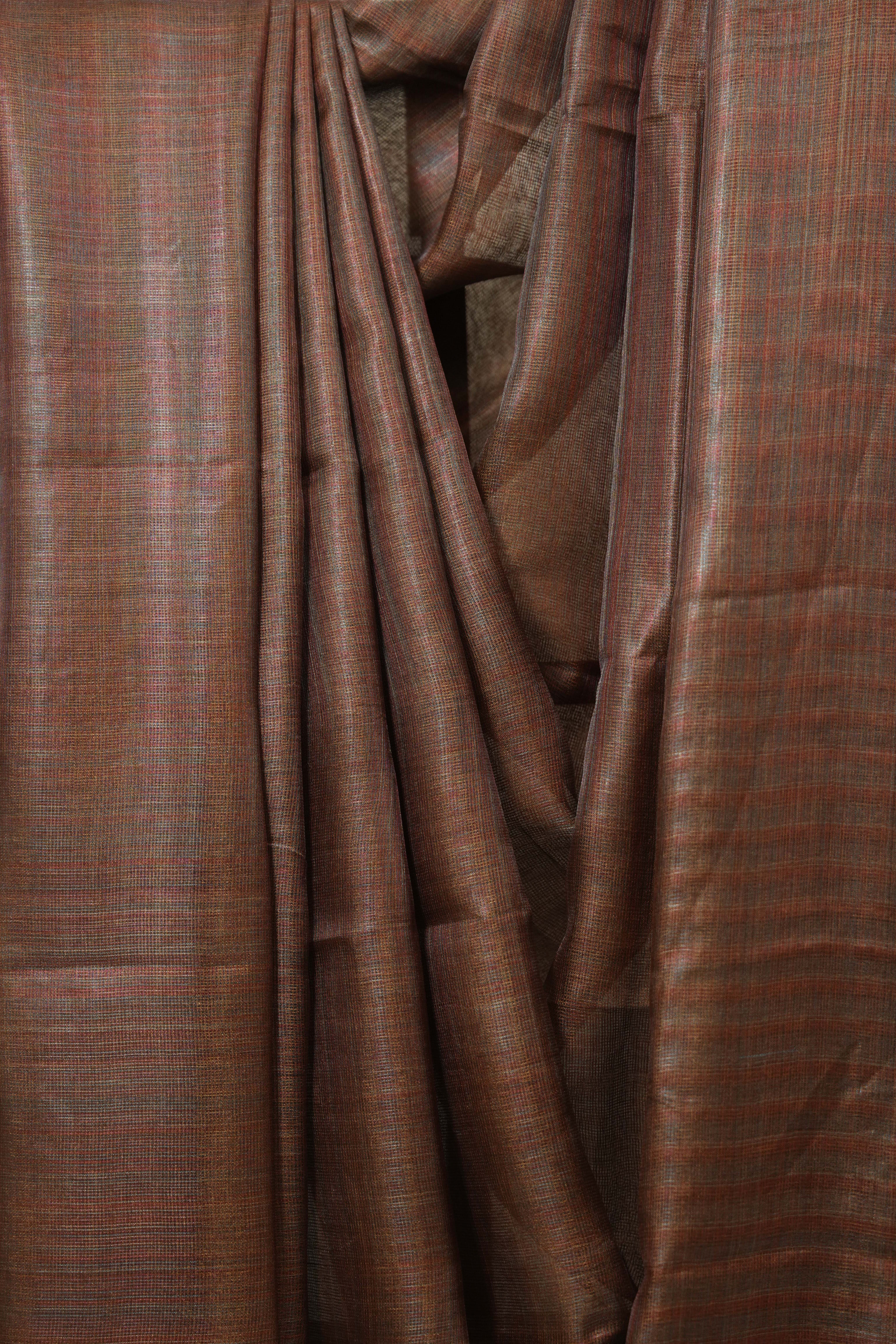 Brown Tussar Silk Saree - SRBTSS1830