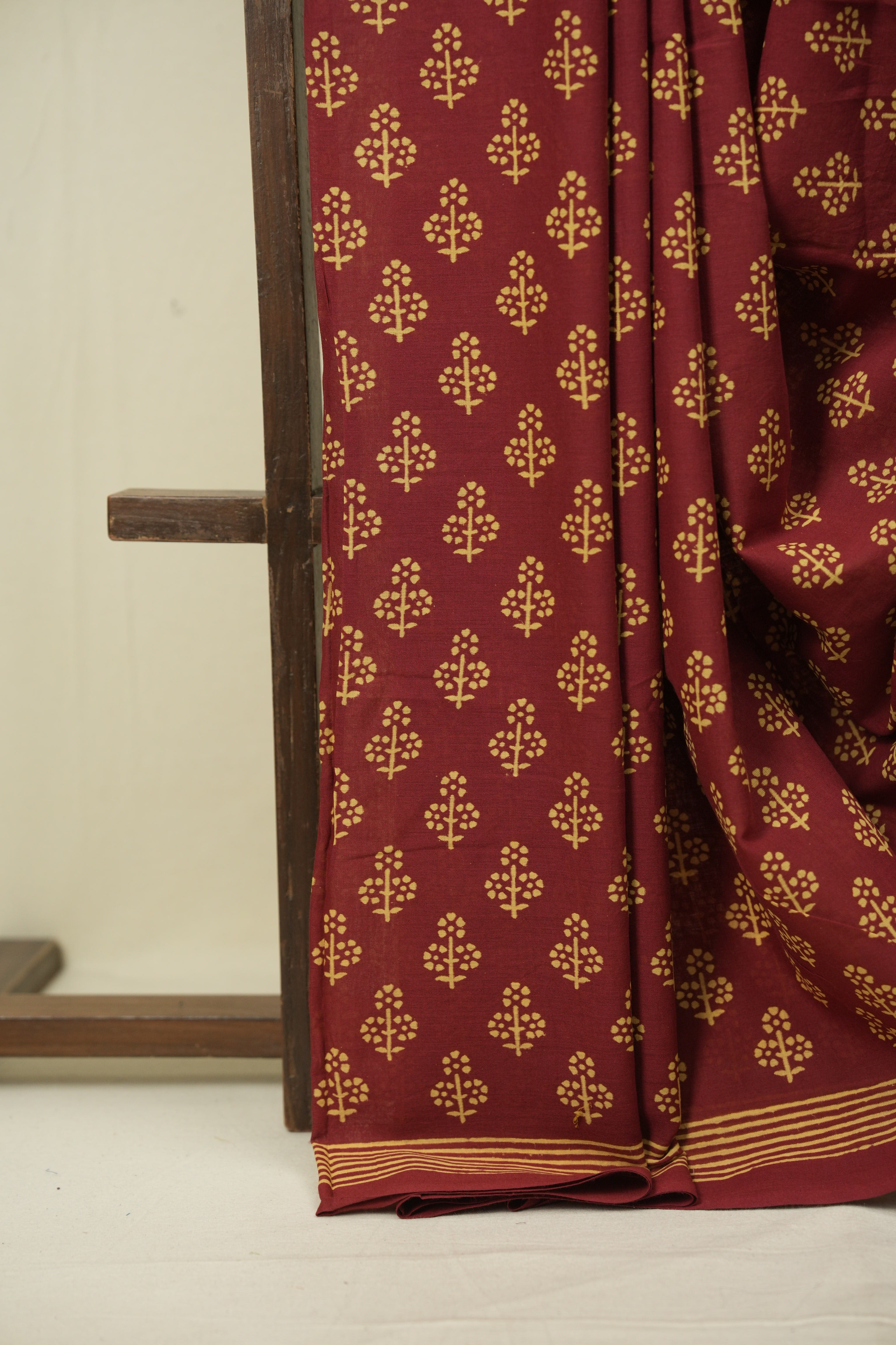 Maroon HBP Cotton Saree - SRMCS3548