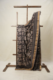 Kashish Black HBP Cotton Silk Saree With Maheshwari Border - SRKBCSS1340