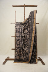 Kashish Black HBP Cotton Silk Saree With Maheshwari Border - SRKBCSS1340
