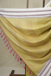 Light Khaki Cotton IIkal Saree With Gayatri Border - SRLKCIS898