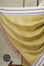 Light Khaki Cotton IIkal Saree With Gayatri Border - SRLKCIS898