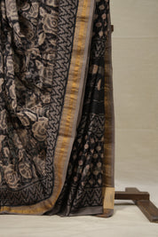 Kashish Black HBP Cotton Silk Saree With Maheshwari Border - SRKBCSS1340