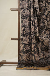 Kashish Black HBP Cotton Silk Saree With Maheshwari Border - SRKBCSS1340