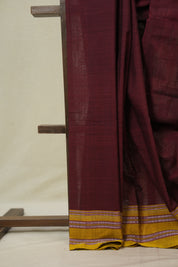 Maroon Cotton IIkal Saree With Gayatri Border - SRMCIS897