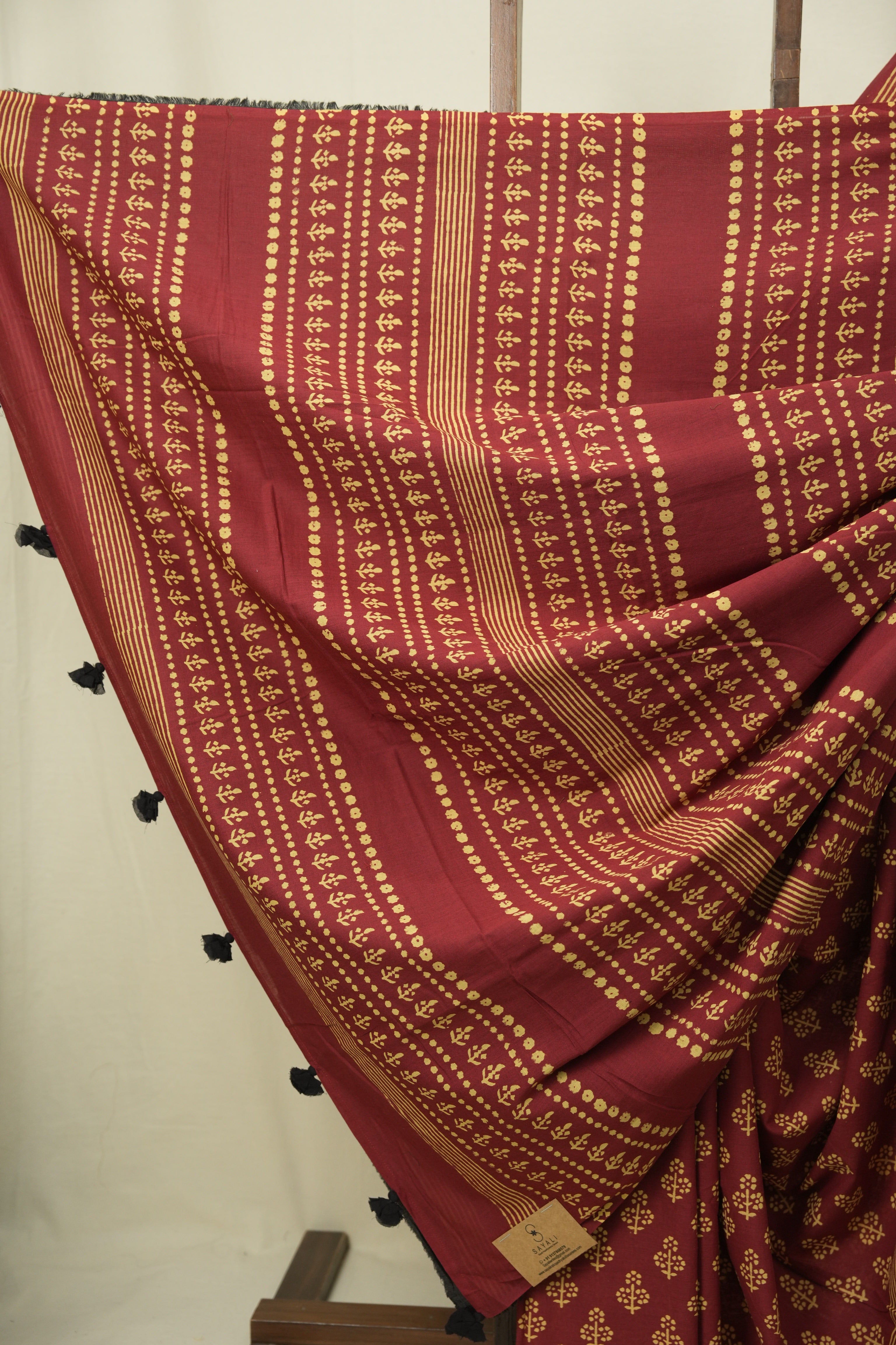 Maroon HBP Cotton Saree - SRMCS3548
