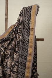 Kashish Black HBP Cotton Silk Saree With Maheshwari Border - SRKBCSS1340