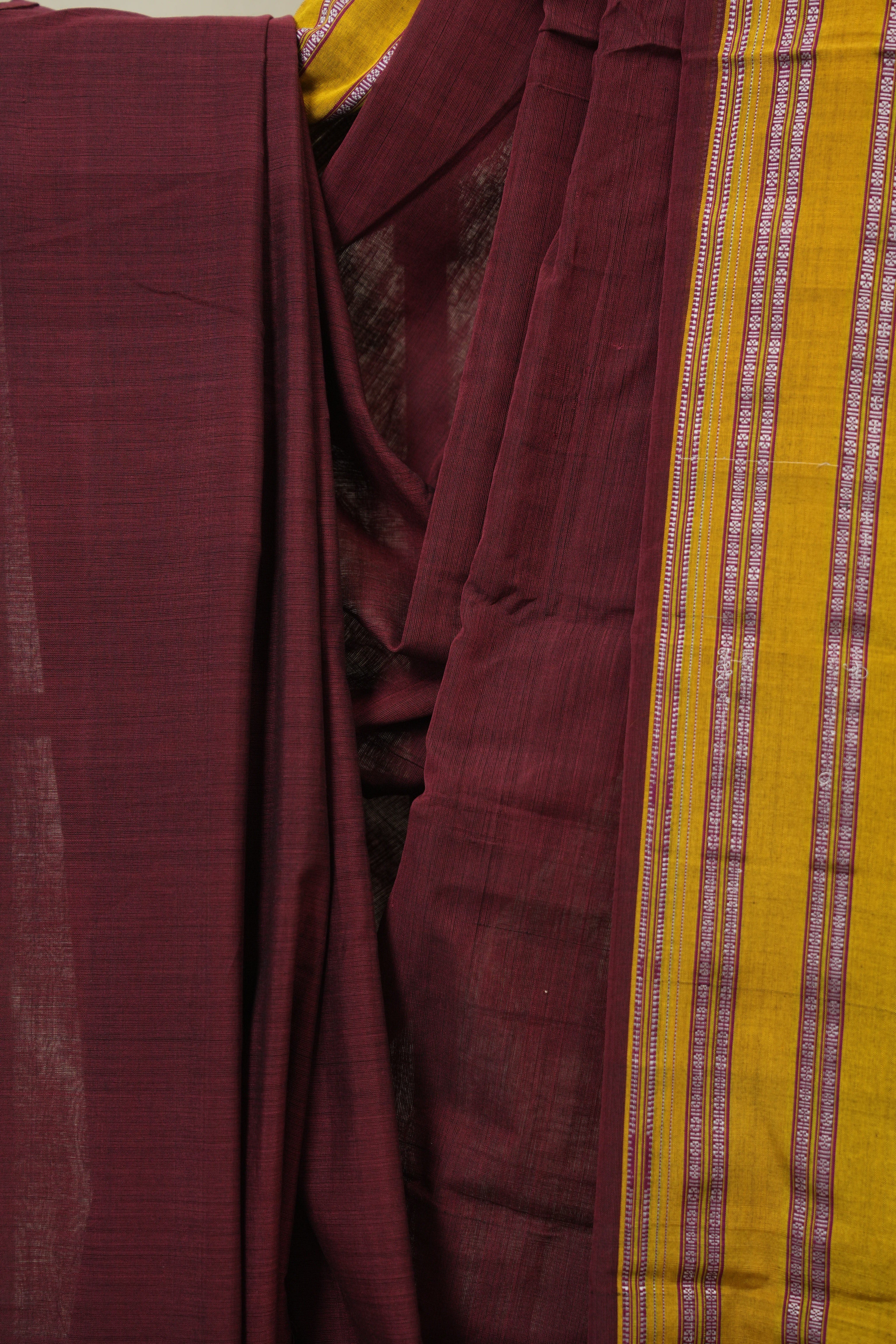 Maroon Cotton IIkal Saree With Gayatri Border - SRMCIS897