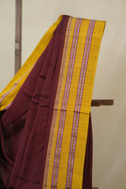 Maroon Cotton IIkal Saree With Gayatri Border - SRMCIS897