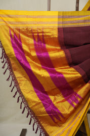 Maroon Cotton IIkal Saree With Gayatri Border - SRMCIS897