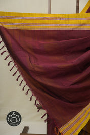 Maroon Cotton IIkal Saree With Gayatri Border - SRMCIS897