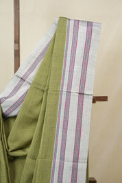 Olive Green Cotton IIkal Saree With Gayatri Border - SROGCIS899