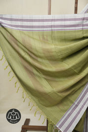 Olive Green Cotton IIkal Saree With Gayatri Border - SROGCIS899