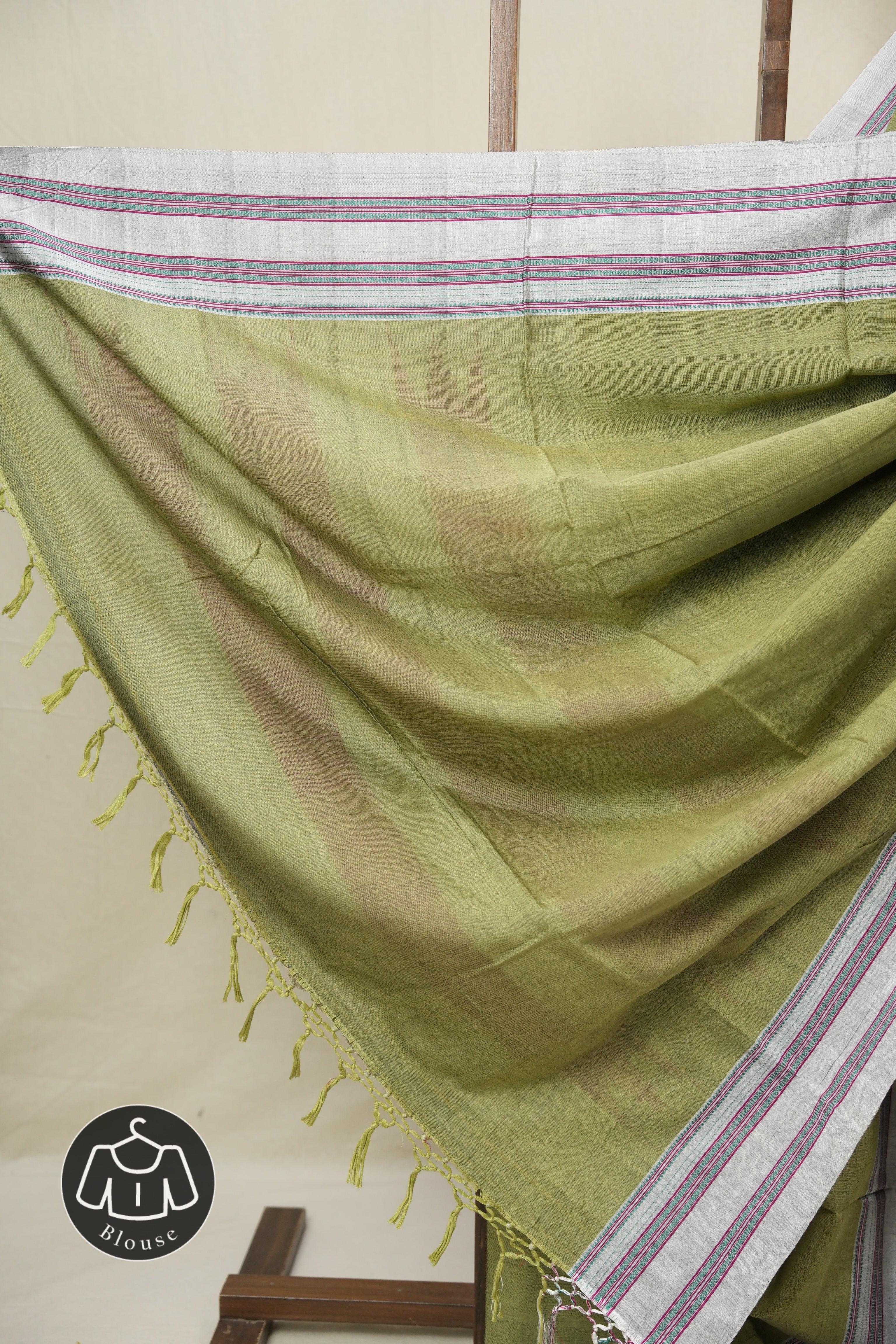 Olive Green Cotton IIkal Saree With Gayatri Border - SROGCIS899