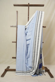 Light Blue Cotton IIkal Saree With Gayatri Border - SRLBCIS901