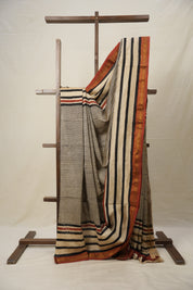 Off - White HBP Cotton Silk Saree With Maheshwari Border - SROWCSS1345