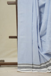 Light Blue Cotton IIkal Saree With Gayatri Border - SRLBCIS901