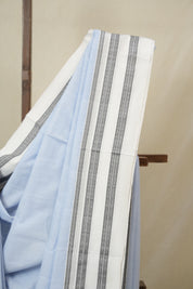 Light Blue Cotton IIkal Saree With Gayatri Border - SRLBCIS901
