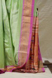 Mint Green Silk Paithani Saree - SRMGSPS768