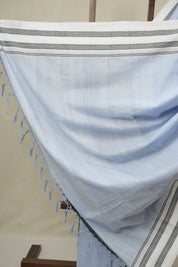 Light Blue Cotton IIkal Saree With Gayatri Border - SRLBCIS901