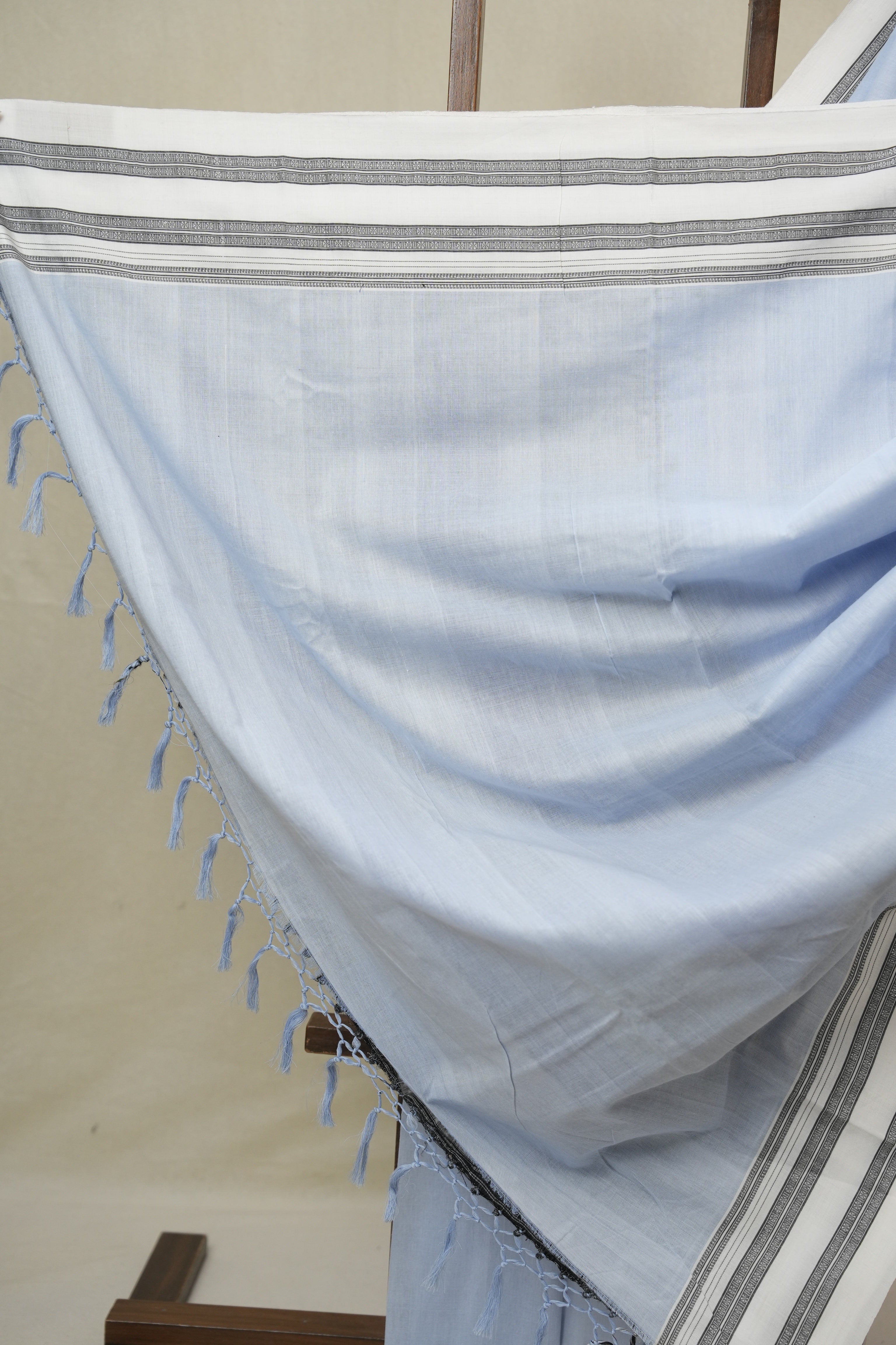 Light Blue Cotton IIkal Saree With Gayatri Border - SRLBCIS901