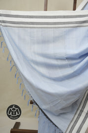 Light Blue Cotton IIkal Saree With Gayatri Border - SRLBCIS901