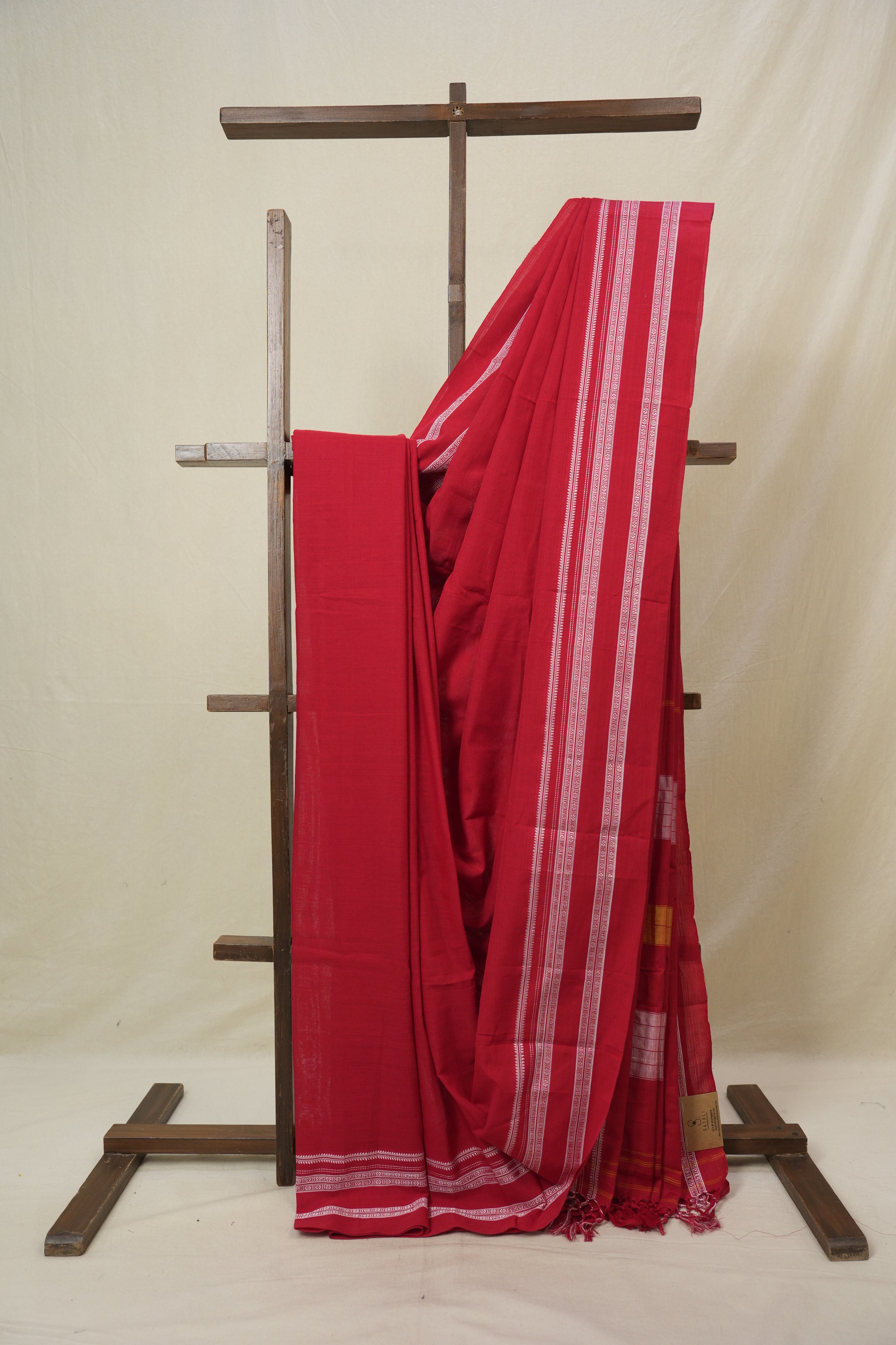Red Cotton IIkal Saree With Gayatri Border - SRRCIS902