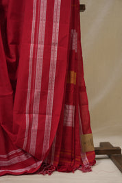 Red Cotton IIkal Saree With Gayatri Border - SRRCIS902