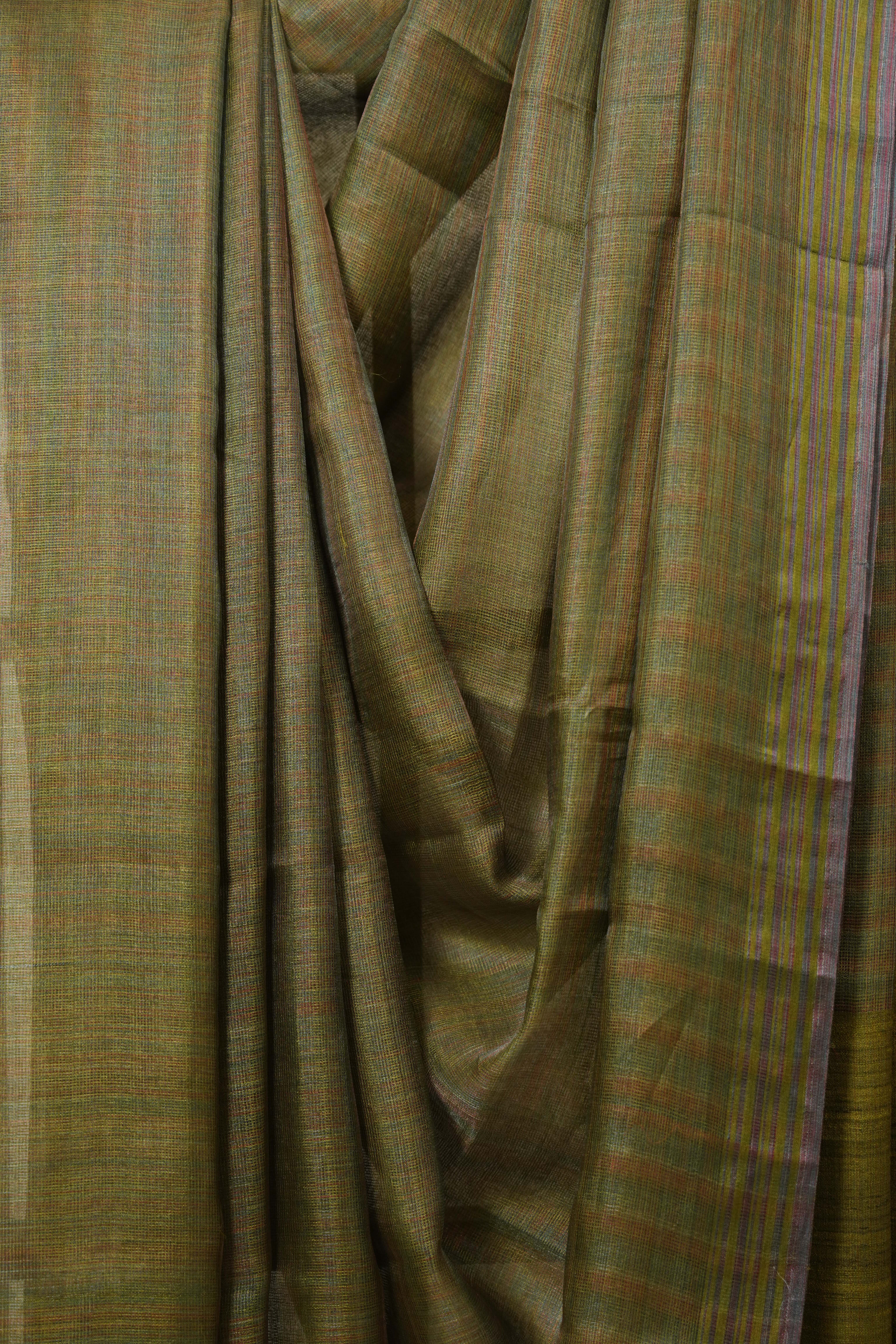 Green Tussar Silk Saree - SRGTSS1823