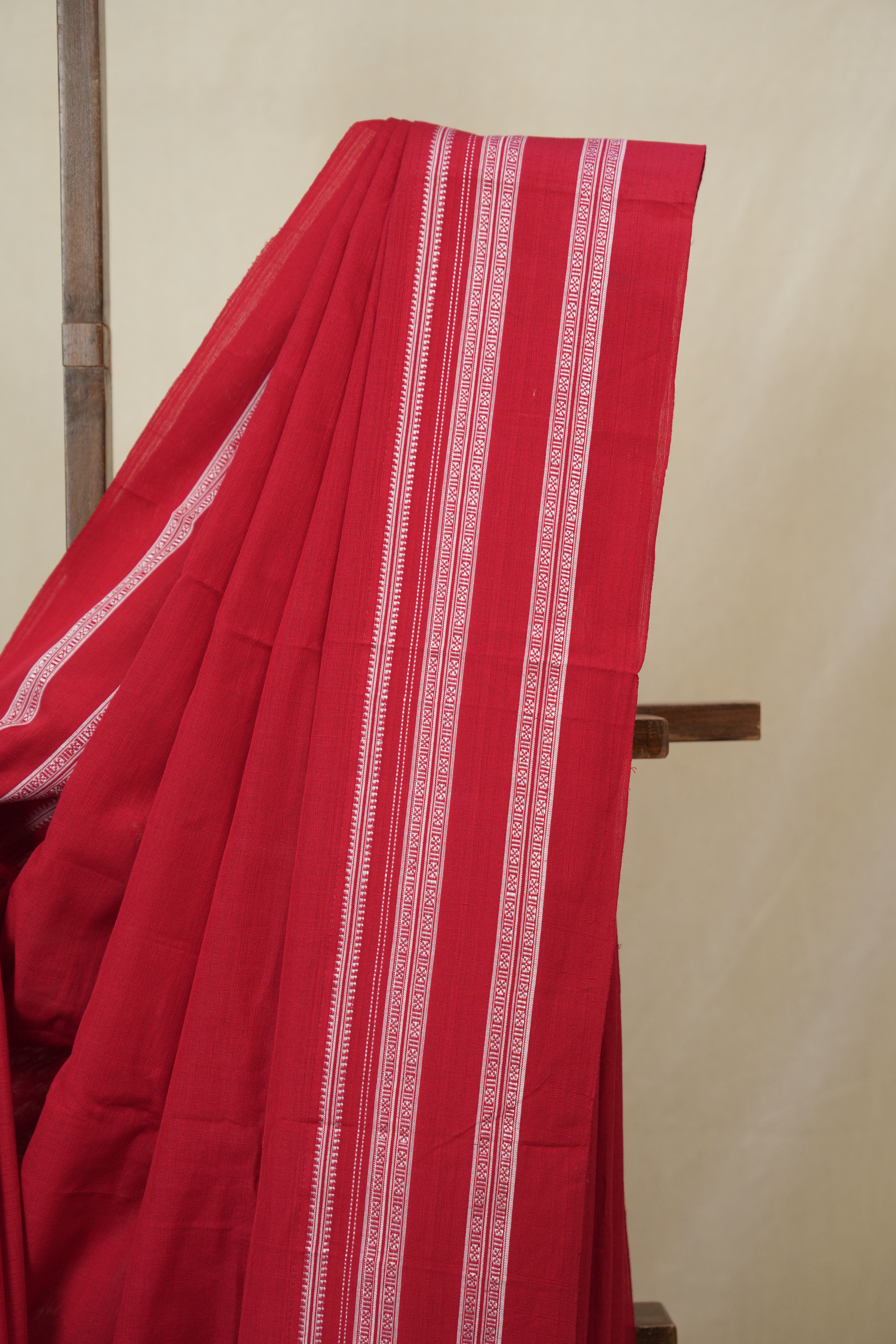 Red Cotton IIkal Saree With Gayatri Border - SRRCIS902