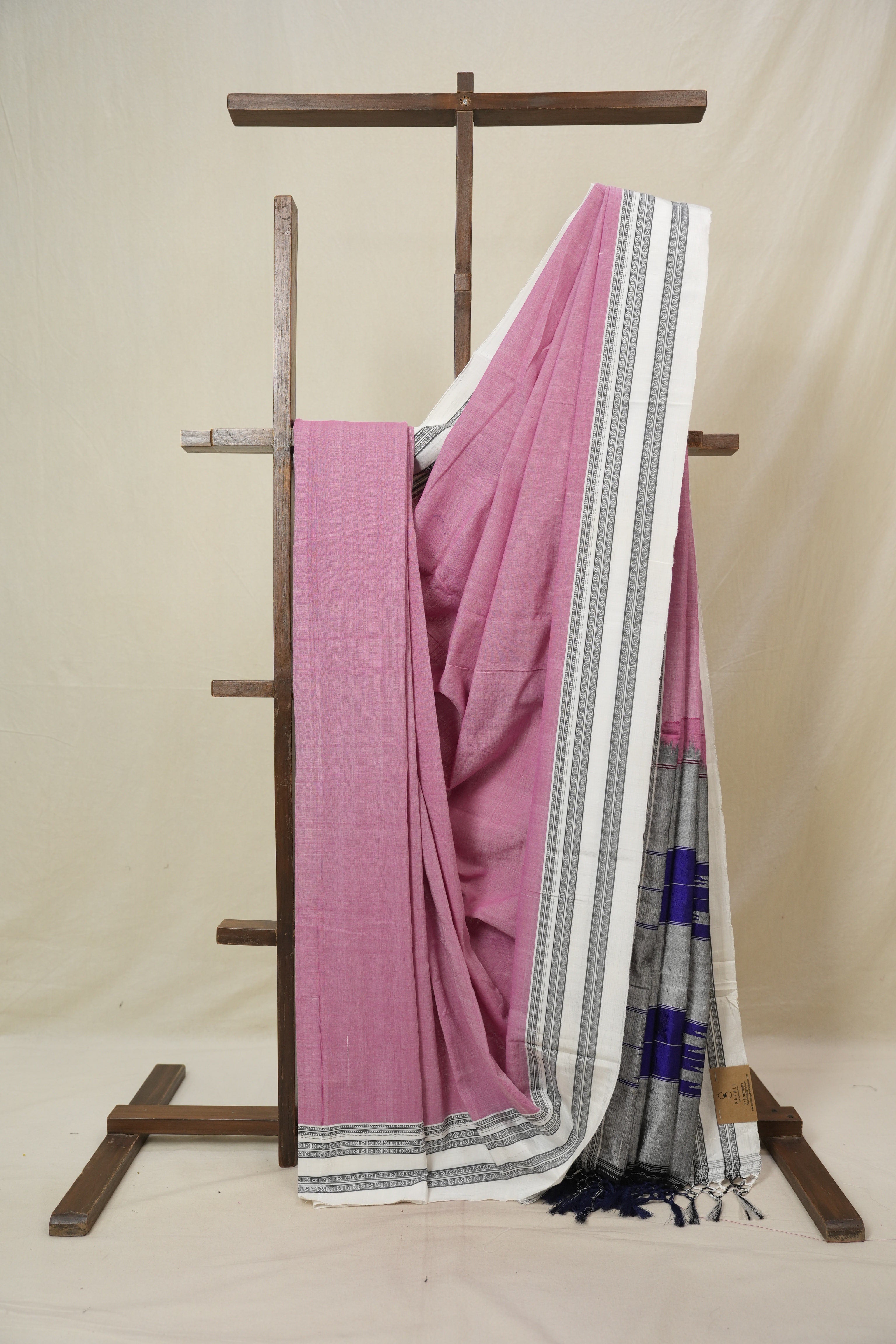 Light Pink Cotton IIkal Saree With Gayatri Border - SRLPCIS903