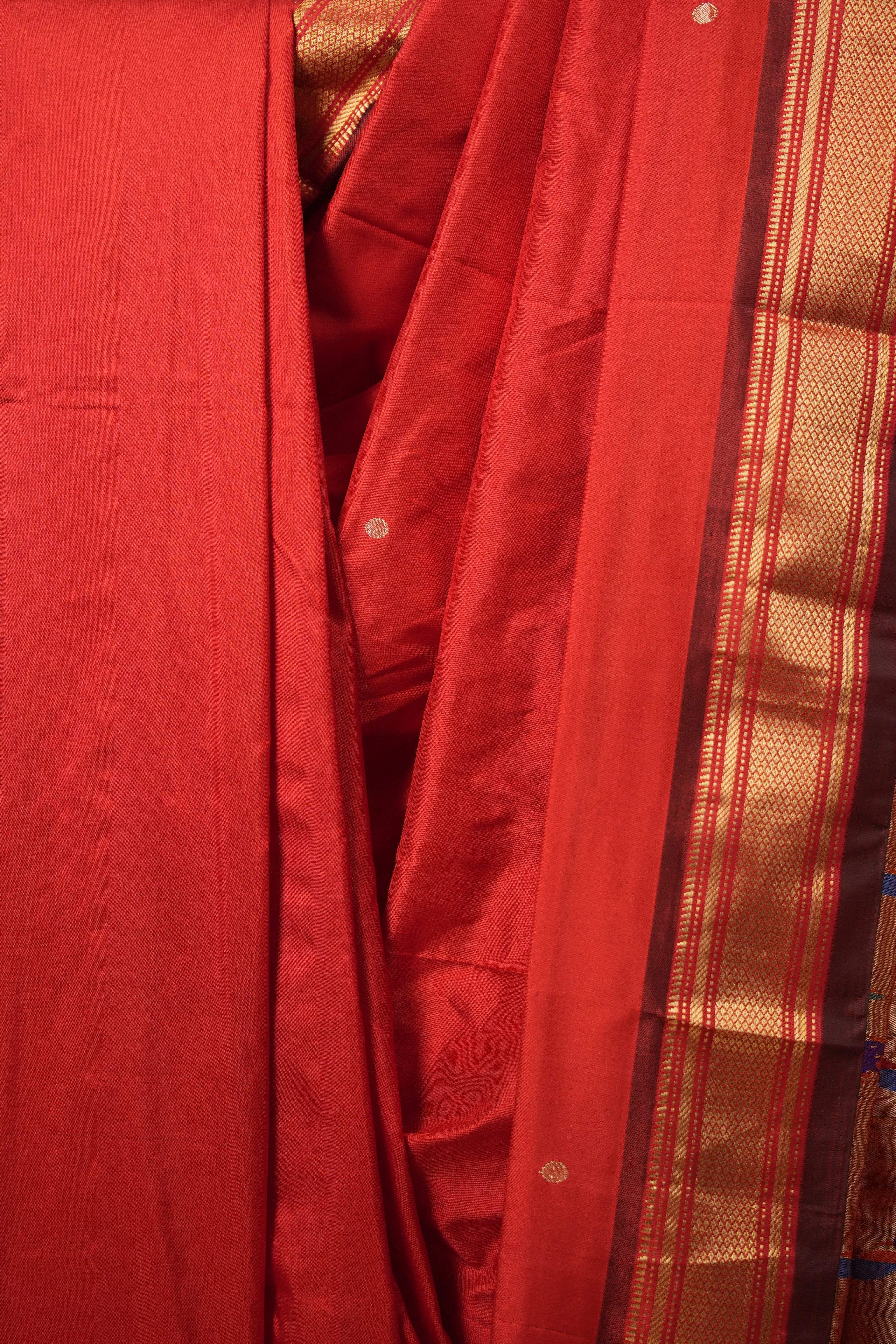 Red Silk Paithani Saree - SRRSPS718