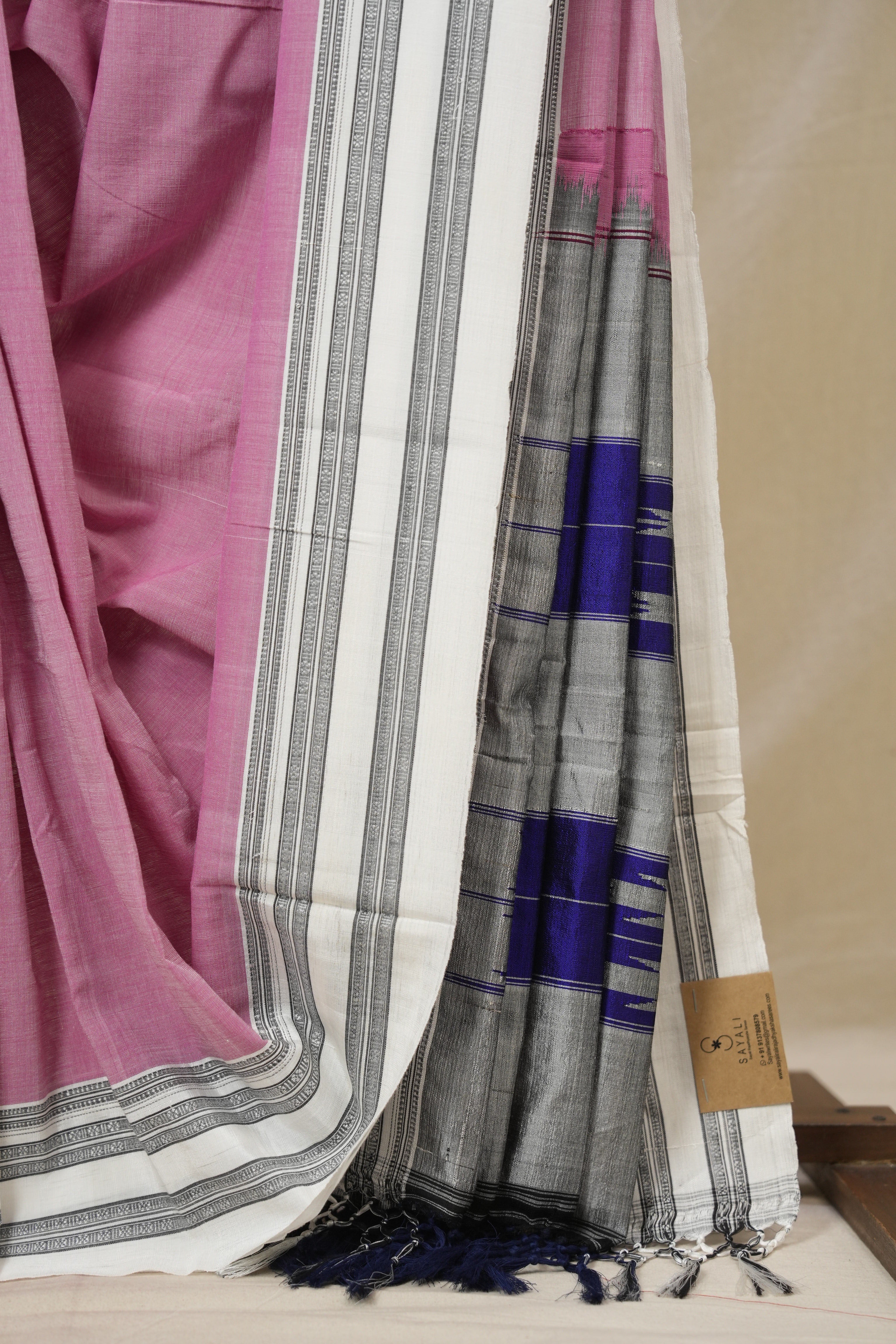 Light Pink Cotton IIkal Saree With Gayatri Border - SRLPCIS903