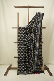 Black HBP Cotton Saree - SRBCS3556