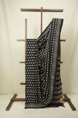 Black HBP Cotton Saree - SRBCS3556