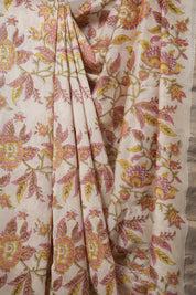 White - Pink HBP Cotton Silk Saree With Maheshwari Border - SRWPCSS1316