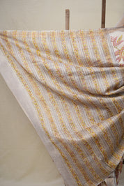 White - Pink HBP Cotton Silk Saree With Maheshwari Border - SRWPCSS1316