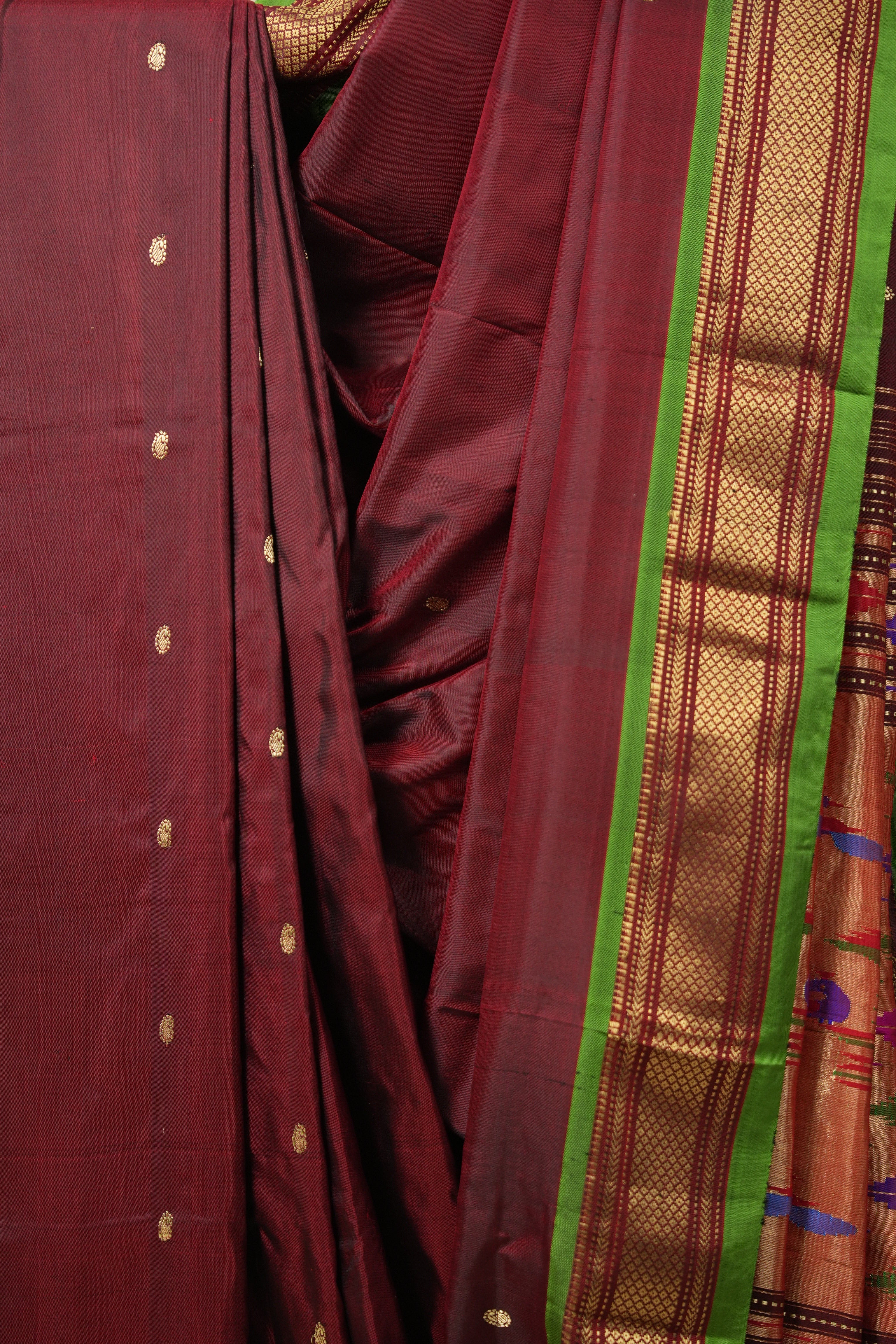 Maroon Silk Paithani Saree - SRMSPS719