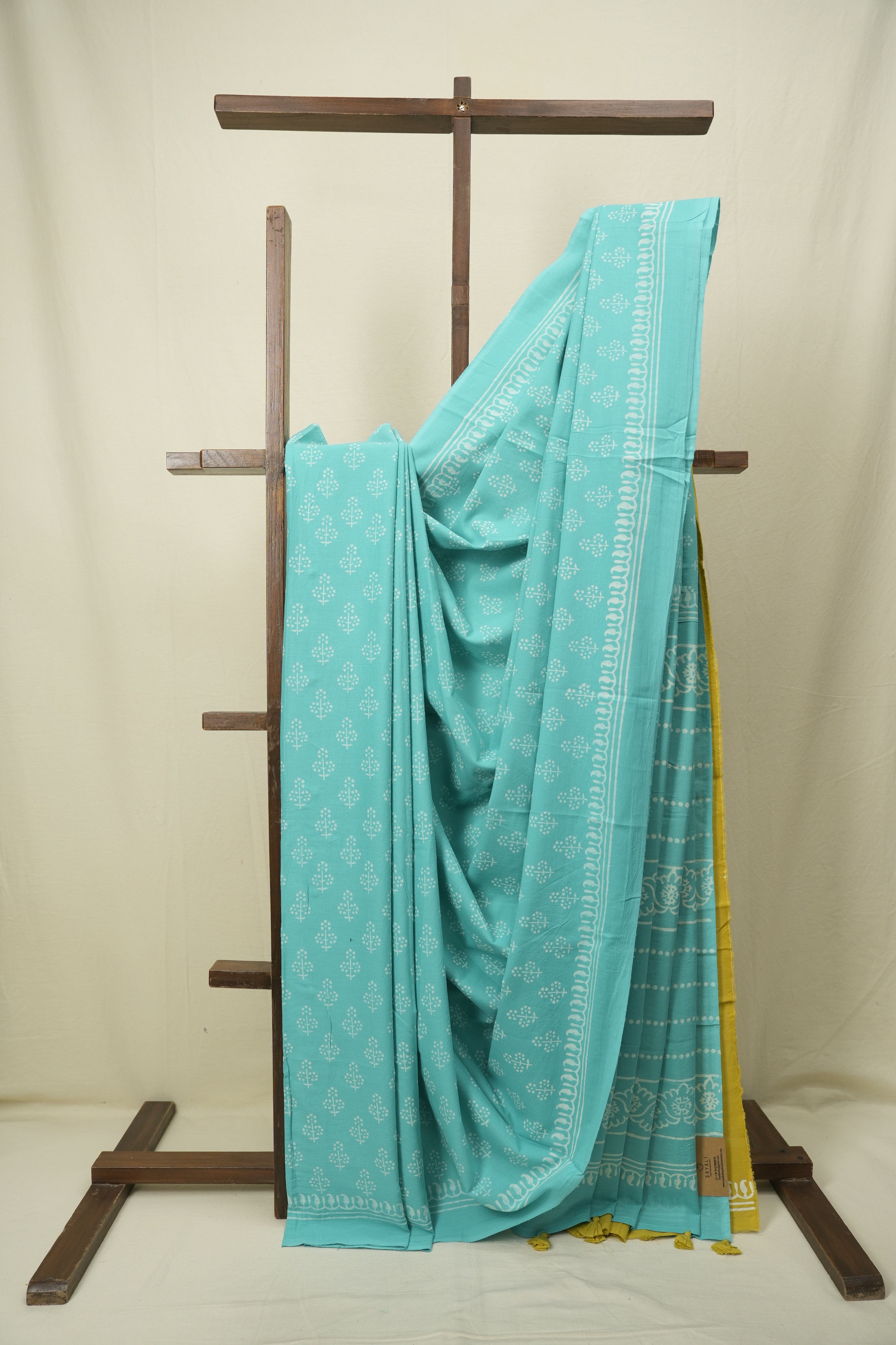 Turquoise HBP Cotton Saree - SRTCS3555