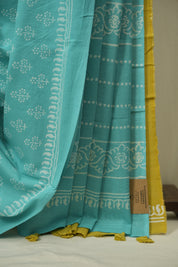 Turquoise HBP Cotton Saree - SRTCS3555