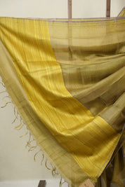 Yellow Tussar Silk Saree - SRYTSS1822