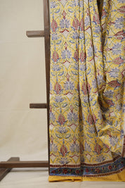 Yellow HBP Cotton Silk Saree With Maheshwari Border - SRYCSS1317