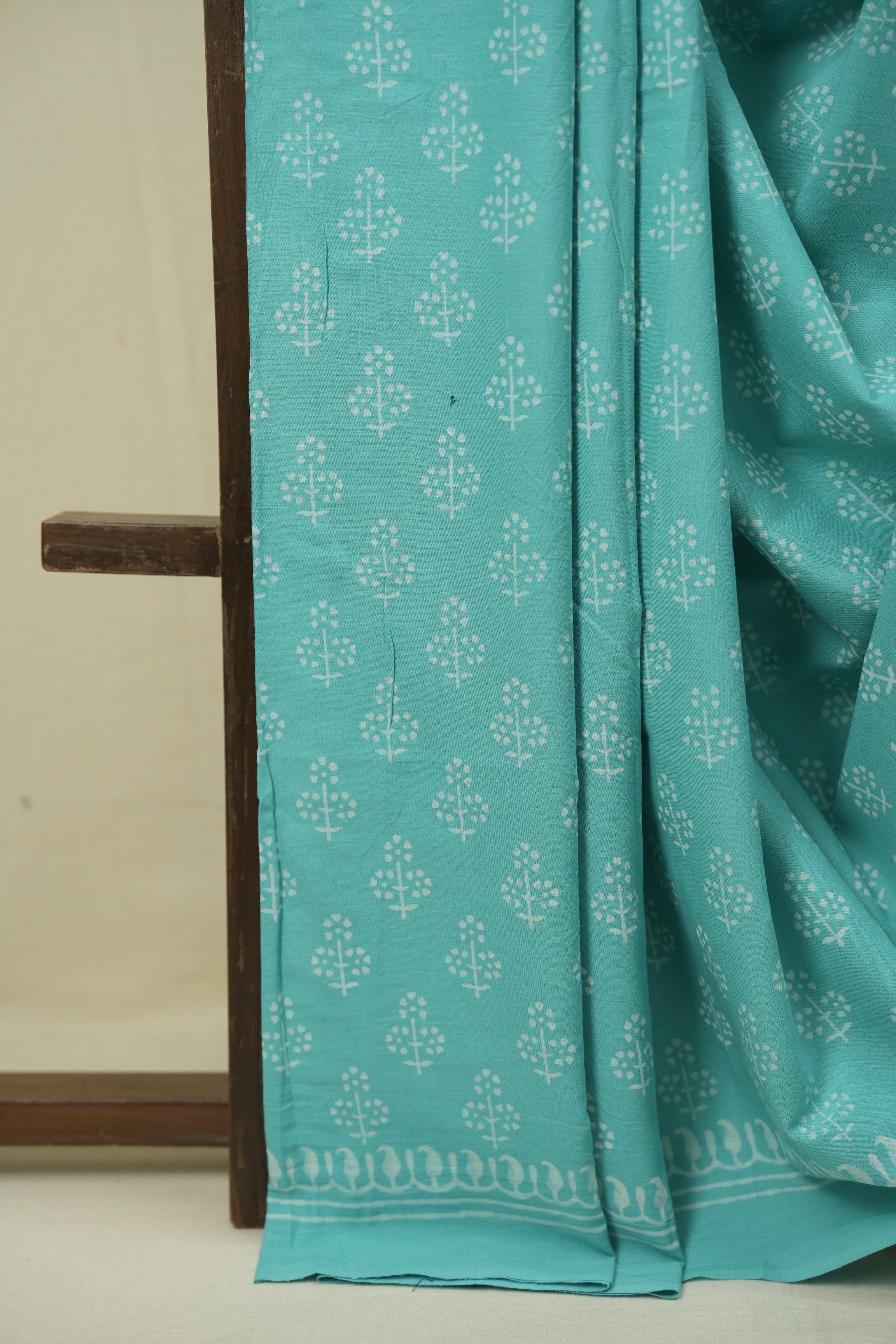 Turquoise HBP Cotton Saree - SRTCS3555
