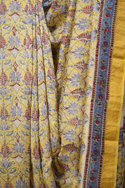 Yellow HBP Cotton Silk Saree With Maheshwari Border - SRYCSS1317