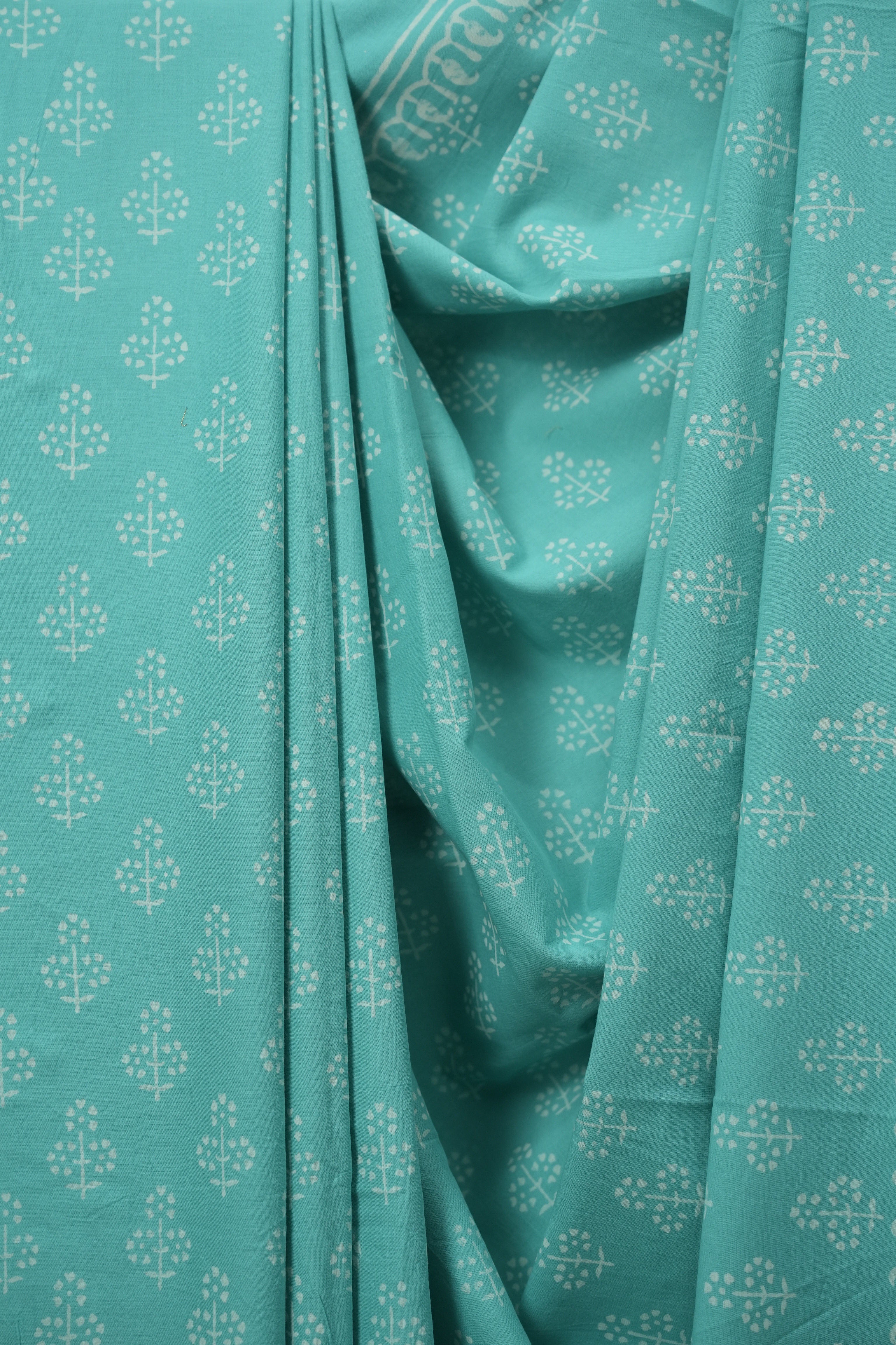 Turquoise HBP Cotton Saree - SRTCS3555