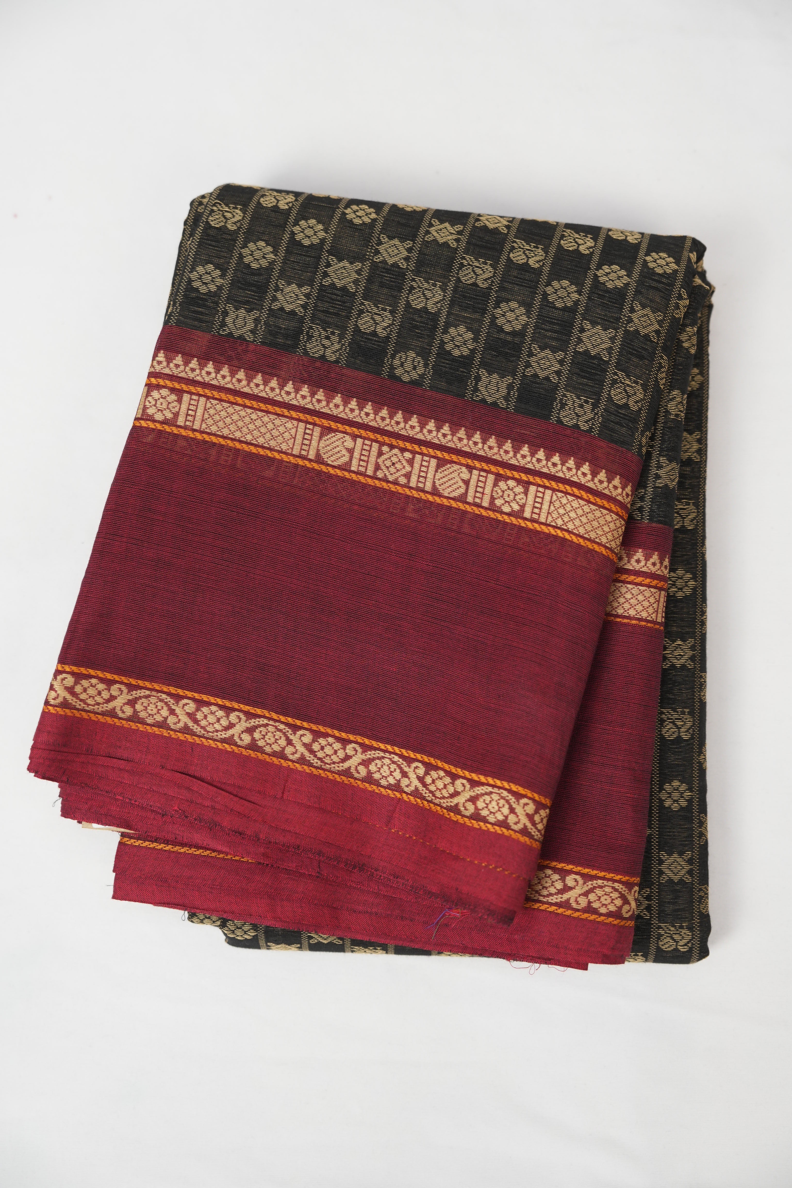 Black  Kanchi Cotton Saree - SRBKCS1338