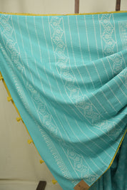 Turquoise HBP Cotton Saree - SRTCS3555
