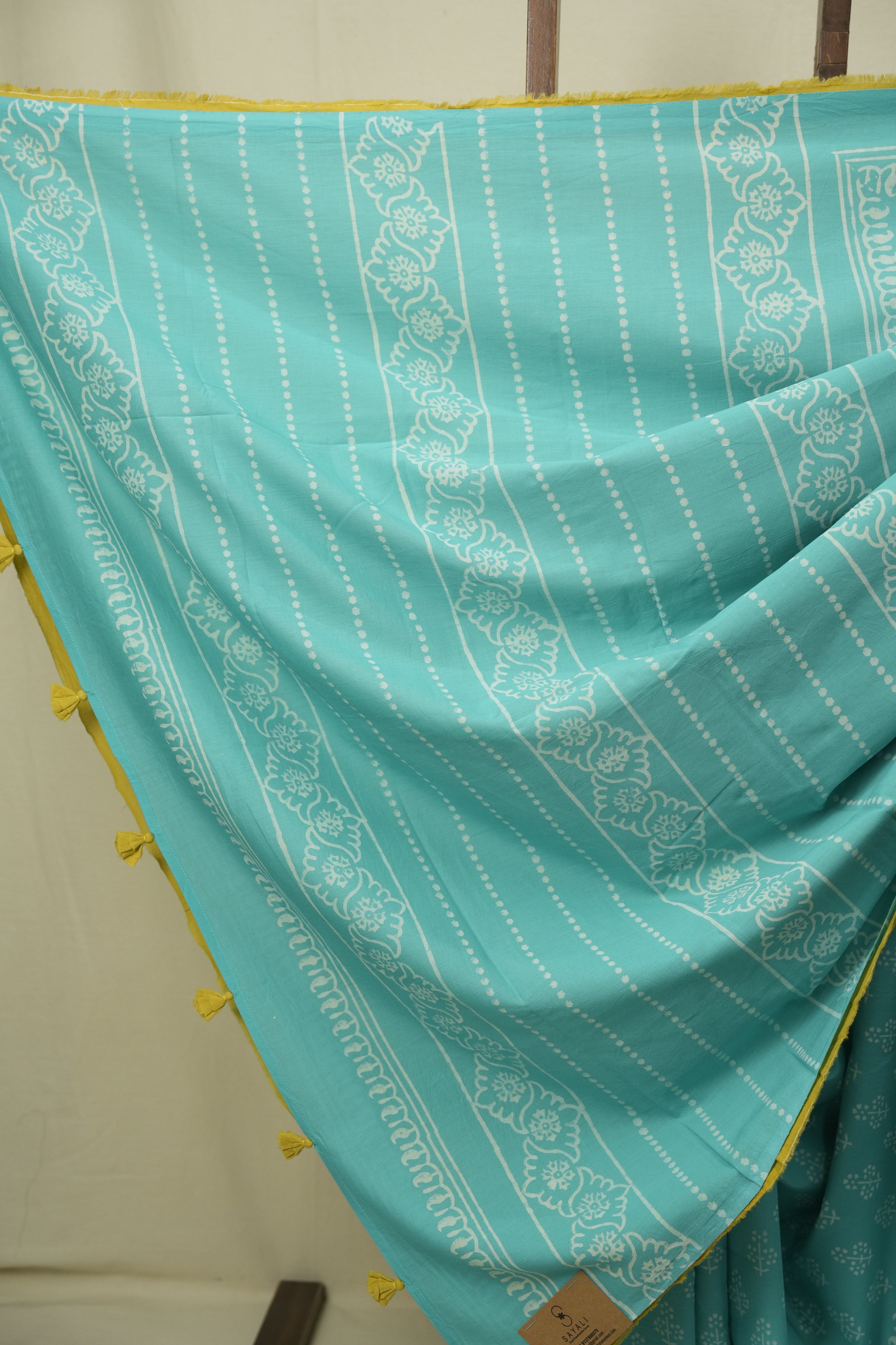 Turquoise HBP Cotton Saree - SRTCS3555